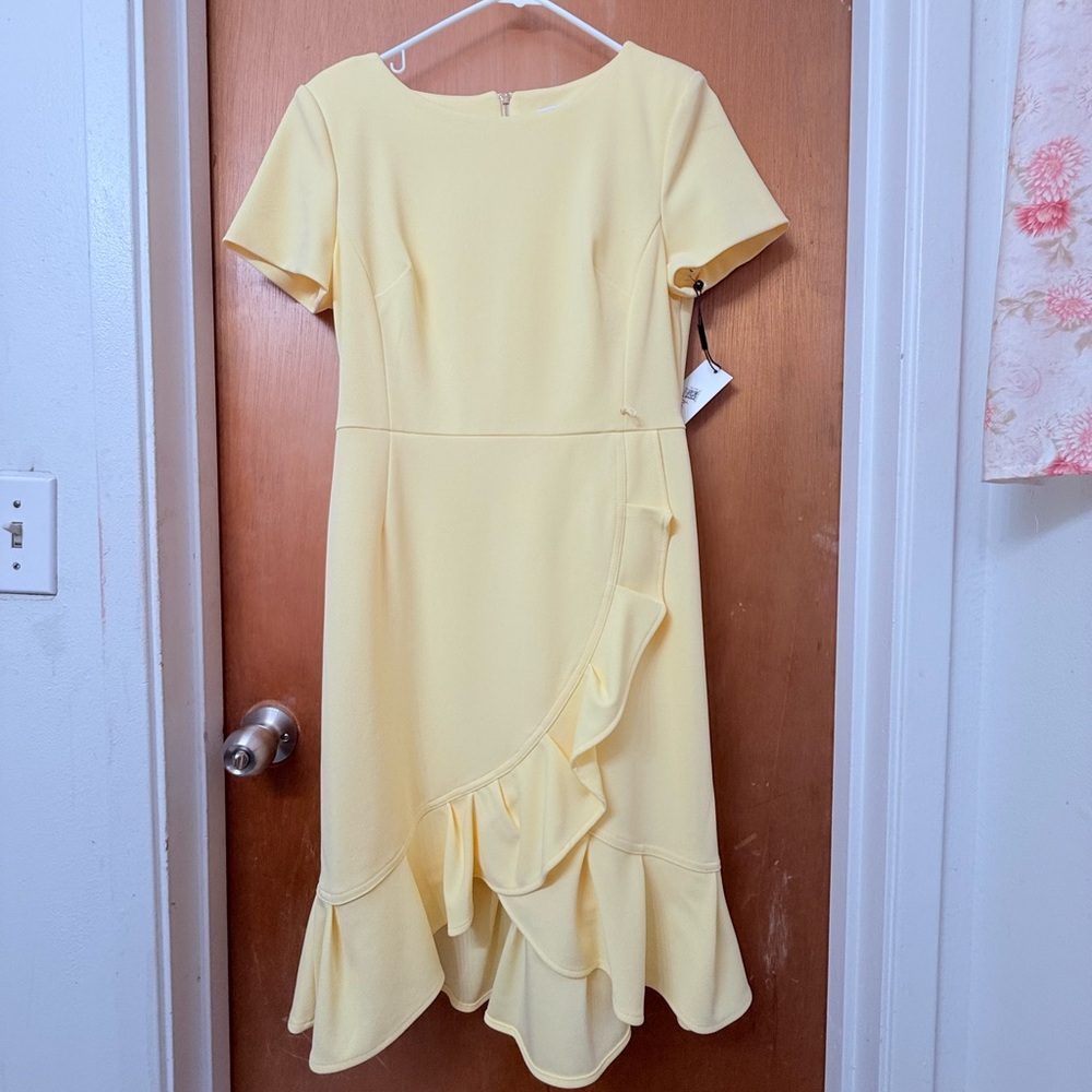Calvin Klein Yellow High Low Dress